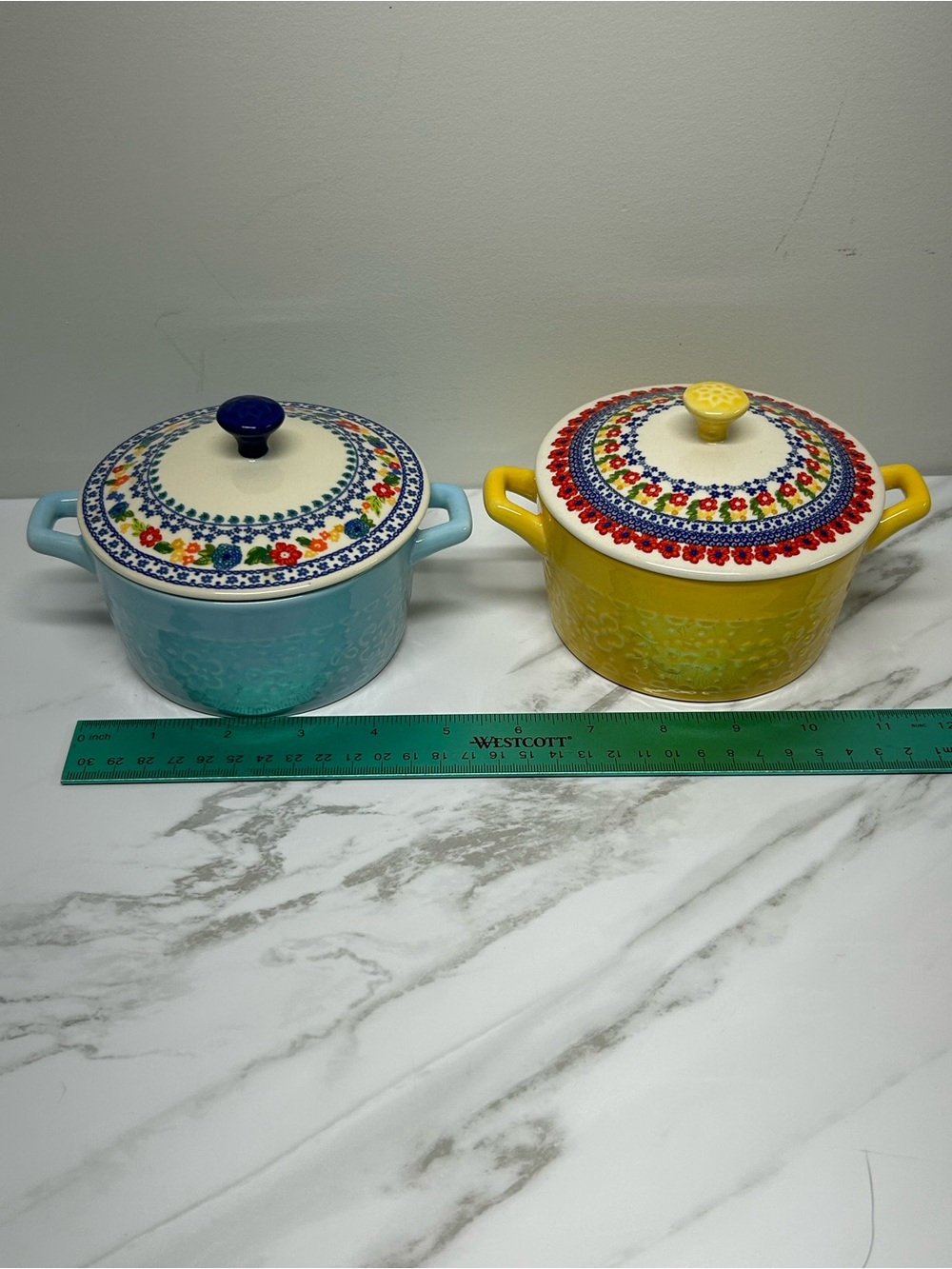 The Pioneer Woman Blue and Yellow Floral Covered Casserole Pots